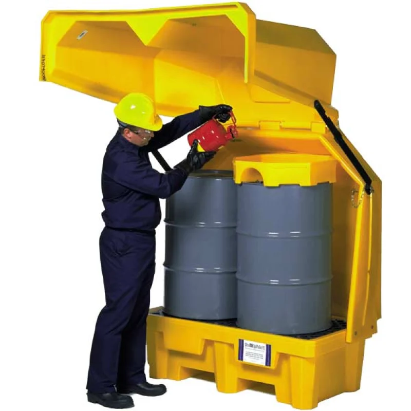 Ultra-Hard Top Spill Pallet with Drain | P2 – 2 Drum | UltraTech 1083