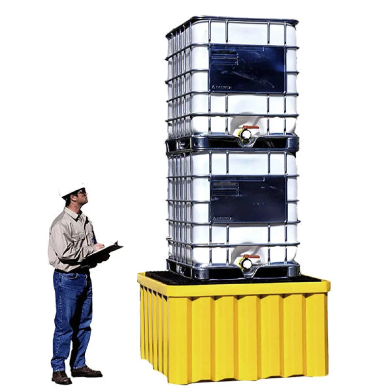 Ultra-IBC Spill Pallet With Drain | Stack 2 IBCs | UltraTech 1058