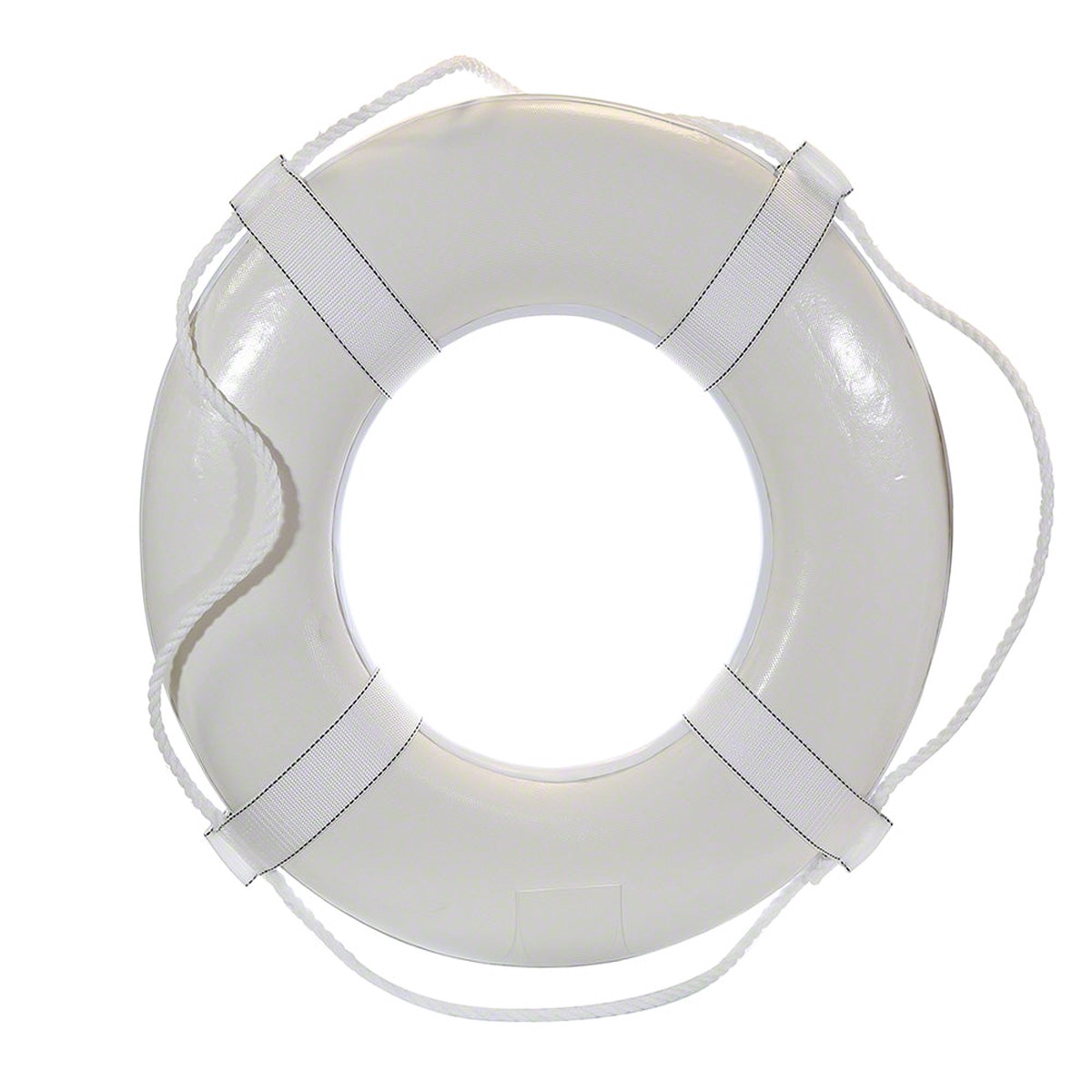 USCG Reinforced Vinyl 24 Inch Life Ring Buoy With Webbing - White