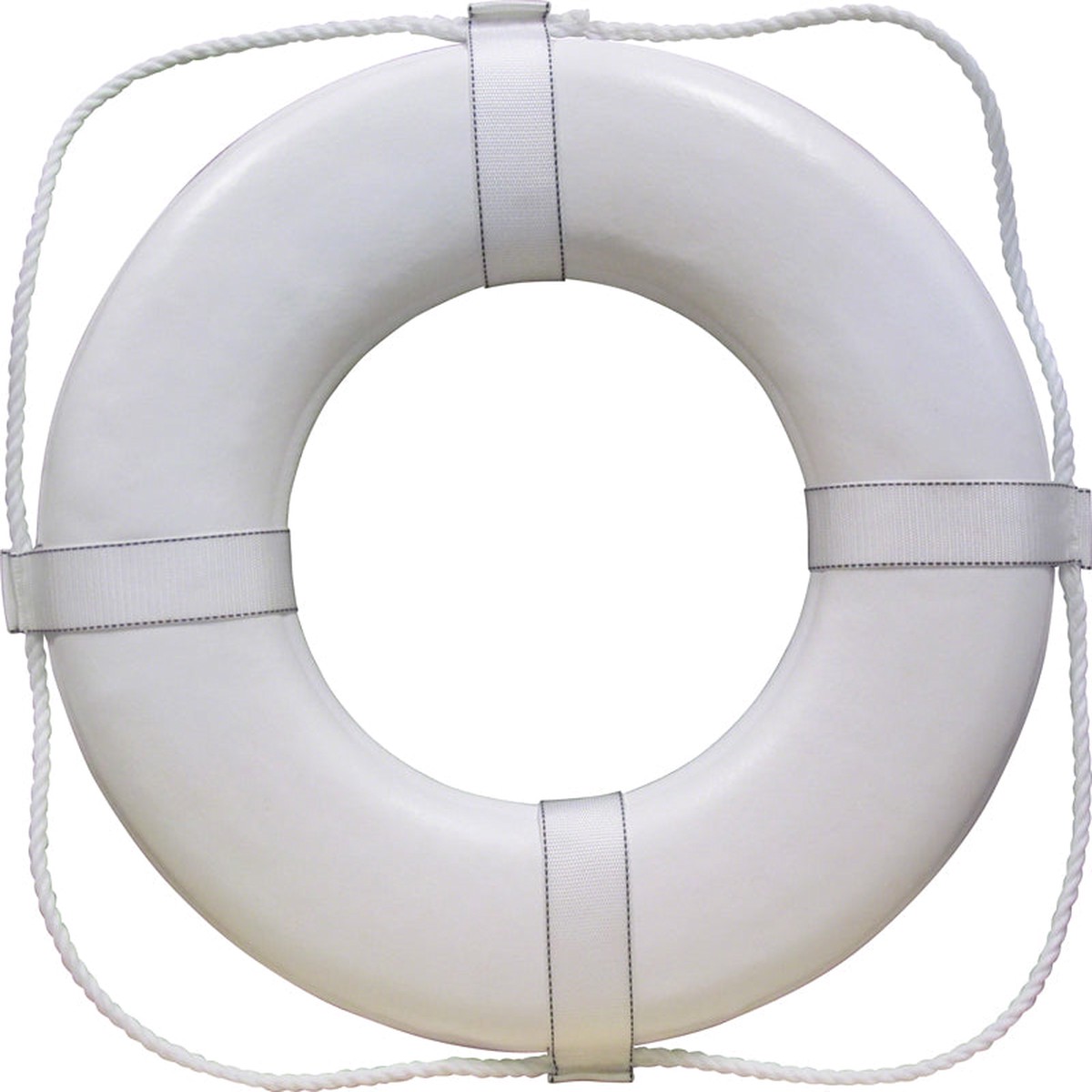 USCG Solid Foam 19 Inch Life Ring Buoy With Webbing - White