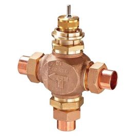 Johnson Controls VG7882CT 3-Way Mix Globe Valve 1/2" Union Sweat 0.73Cv Brass Liner
