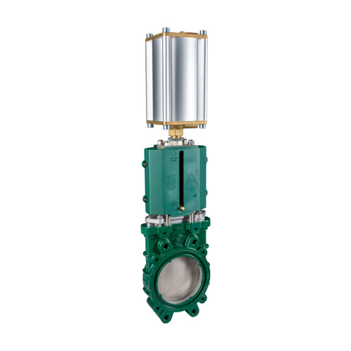 Metaltecnica 6 in. Cast Iron ANSI Flanged Gate Valve w/ Stainless Steel Knife - Air Cylinder